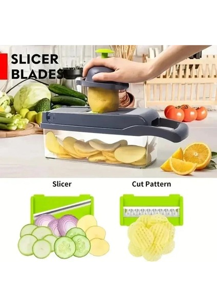Multi Functional Vegetable Slicer, Kitchen Grater, Shredded And Diced Cutter, 14/16 In 1 Grinder,..