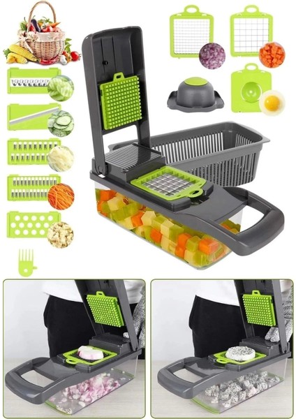 Lüx Küp Rende 13 Parça Hazneli Sebze Doğrayıcı Seti fırsatları