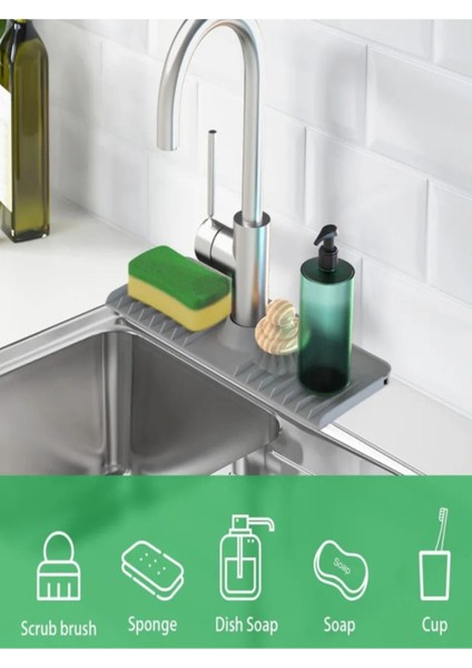 Elastik Musluk Matı Su Tutucu Düzenleyici Kaydırmaz Taban Organizer Mutfak Banyo Lavabo modelleri