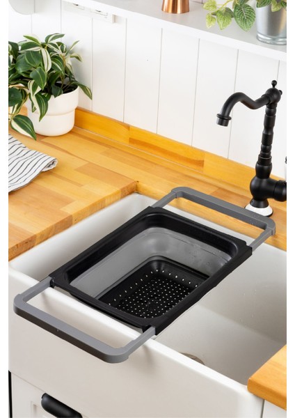 Silikon Büyük Boy Akordiyon Katlanabilir Lavabo Süzgeci 5,5 Litre Antrasit modelleri