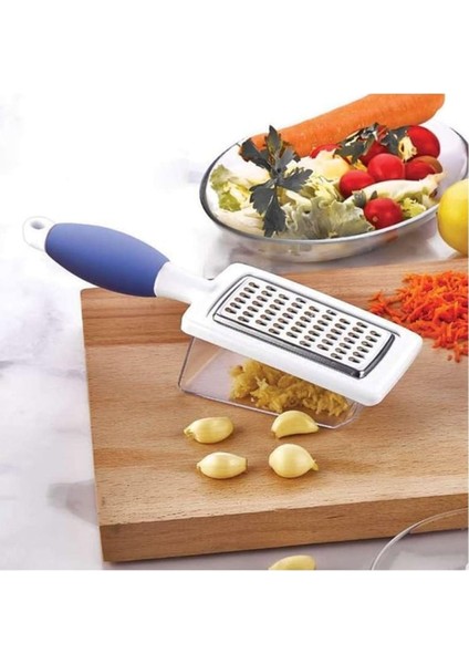 Hazneli Rende Saplı Çift Yönlü Sarımsak Peynir Meyve Sebze El Rendesi FR-166