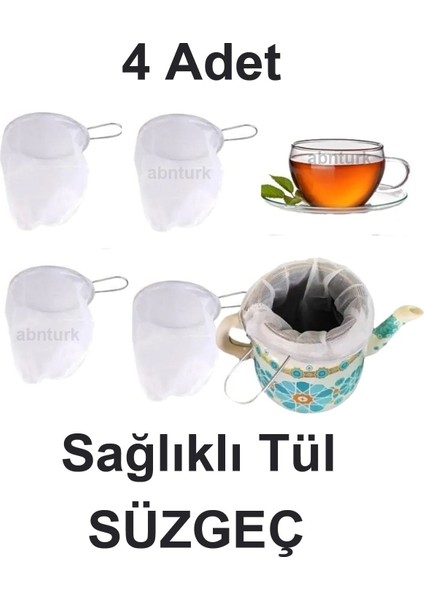4 Adet Çaydanlık Içi Süzgeç Demlik Içi Filtreli Tül Çay Demleme Süzgeci