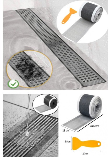 Çok Amaçlı Gider Süzgeci ve Banyo Gider Süzgeci Saç Yakalayıcı Süzgeç 12 cm * 4 Metre