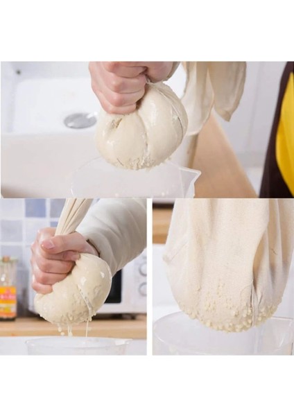 Özel Dikim Pamuklu Kumaş Yoğurt-Peynir-Süt Süzme Torbası Amerikan Bezi 35X50 Ebat Ağız Kısmı Ipli modelleri