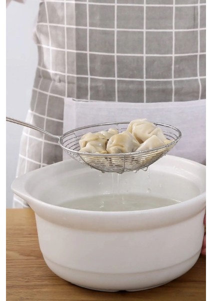 2'li Set Paslanmaz Çelik Kızartma Kevgiri, Yağ Süzgeci, Çelik Tel Kepçe, 13 cm ve 11 cm Çap modelleri