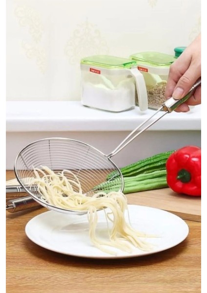 2'li Set Paslanmaz Çelik Kızartma Kevgiri, Yağ Süzgeci, Çelik Tel Kepçe, 13 cm ve 11 cm Çap indirimleri