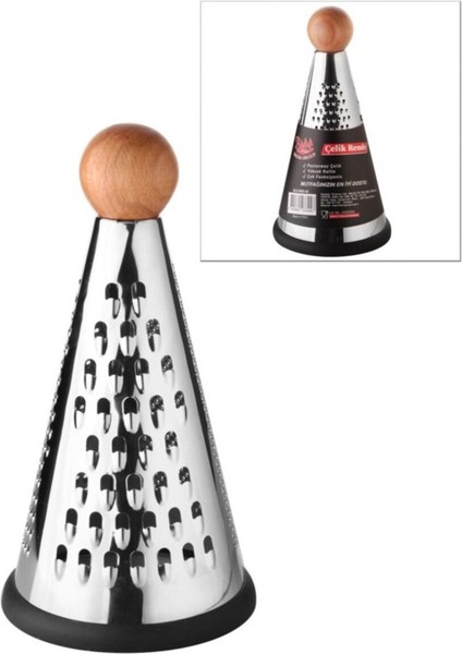 Lüx Paslanmaz Çelik 4 Taraflı Konik Ahşap Saplı Rende