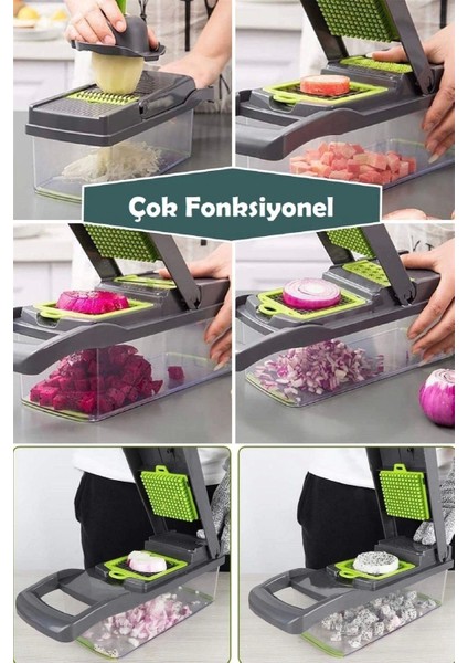 13 Parça Hazneli Sebze Doğrayıcı Dilimleyici Kesici Çok Fonksiyonlu Rende Seti modelleri
