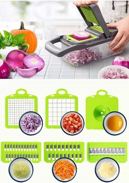 13 Parça Hazneli Sebze Doğrayıcı Dilimleyici Kesici Çok Fonksiyonlu Rende Seti fırsatları