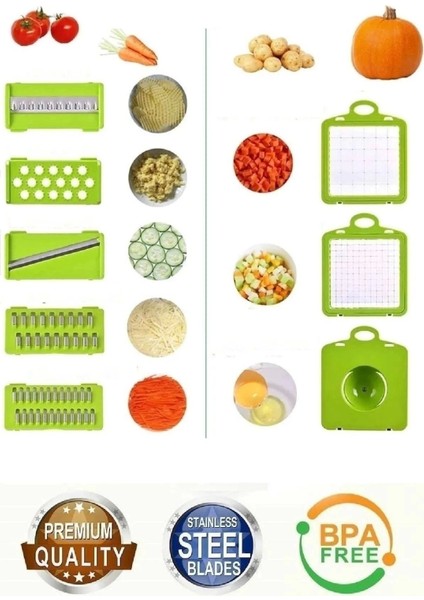 13 Parçalı Sebze Dilimleyici, Kesici ve Soğan Doğrayıcı Seti Çok Fonksiyonlu Hazneli El Rendesi fiyatları