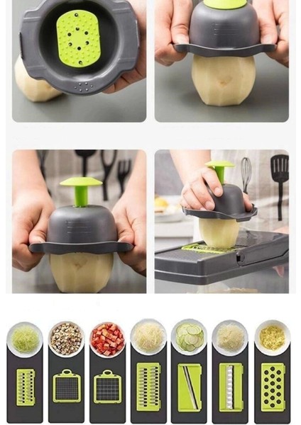 13 Parçalı Sebze Dilimleyici, Kesici ve Soğan Doğrayıcı Seti Çok Fonksiyonlu Hazneli El Rendesi modelleri
