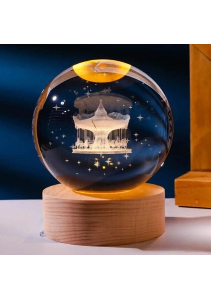 Renkli Dönen Atlı Karınca Tasarım Işıklı Cam Küre