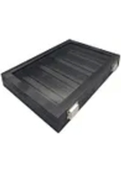 Cam Kapaklı Deri Kumaş Bölmeli Kolye ve Bileklik Tablası Siyah 34X24 cm modelleri