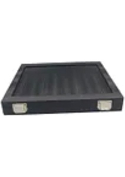 Cam Kapaklı Deri Kumaş Bölmeli Kolye ve Bileklik Tablası Siyah 34X24 cm fırsatları