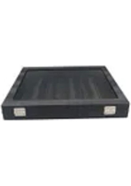 Cam Kapaklı Deri Kumaş Bölmeli Kolye ve Bileklik Tablası Siyah 34X24 cm indirimleri