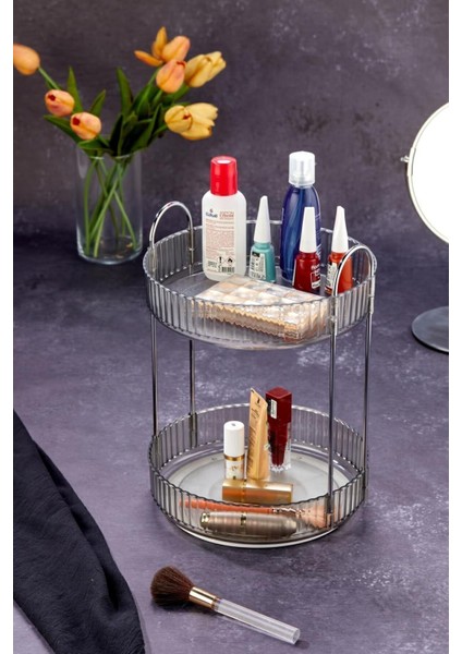 360° Dönen Çok Amaçlı Kozmetik ve Takı Organizatörü Beyaz