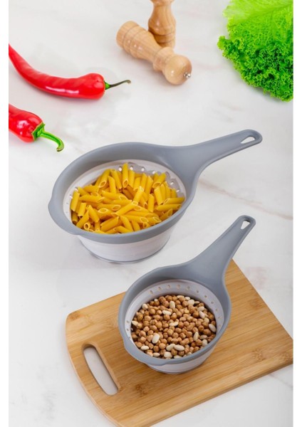 2 Adet Akordiyon Saplı Süzgeç- Katlanabilir Süzgeç