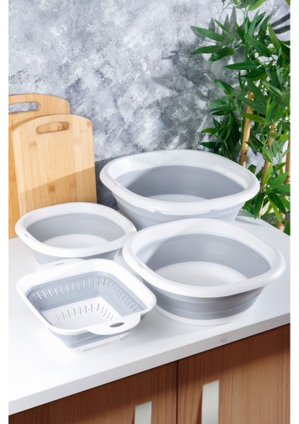 4’lü Akordiyon Katlanır Badya Leğen Süzgeç Seti fiyatları