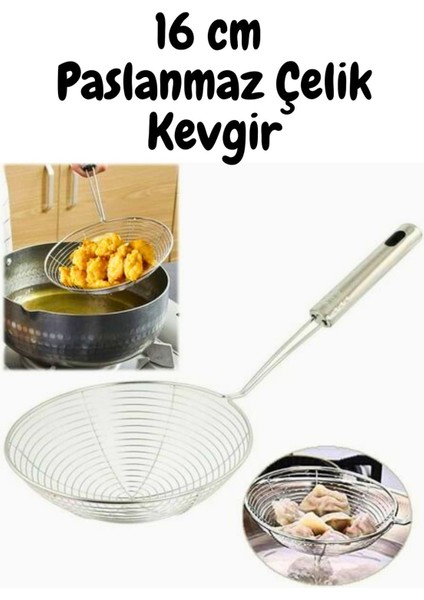 16 cm Paslanmaz Çelik Kızartma Kevgir Yağ Süzgeç Çelik Tel Kepçe