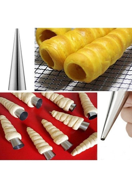 Metal 6'lı Kornet Hamur Kalıbı Inox Set Huni Şeklinde Tatlı Kalıbı Dondurma Külahı Yapma 11CM fırsatları