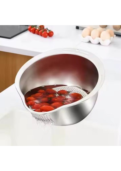 Pirinç Meyve Yıkama Için Paslanmaz Çelik Mutfak Metal Çok Amaçlı Süzgeç Kevgir Kâse