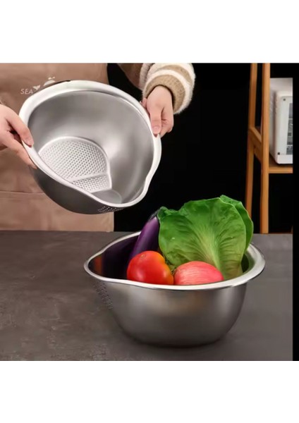 Pirinç Meyve Yıkama Için Paslanmaz Çelik Mutfak Metal Çok Amaçlı Süzgeç Kevgir Kâse indirimleri