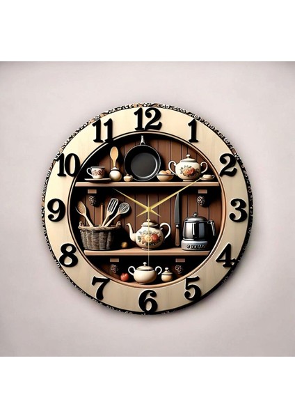 Renkli Desenli Ahşap Duvar Saati, 50CM, Sessiz, Mutfak ve Dekorasyon Için Harika Seçim fiyatları