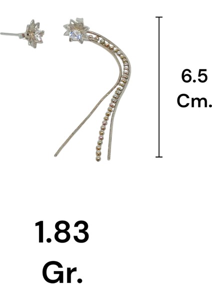 925 Ayar Gümüş Taşlı Çiçek Figürlü Asimetrik Çivi Model Küpe – Modern ve Zarif Tasarım modelleri
