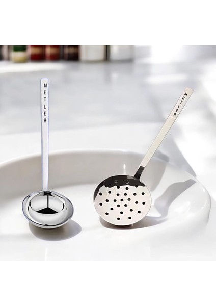 Paslanmaz Çelik Lüx Büyük Kepçe Servis Kevgir Kepçe Delikli Spatula Servis Kepçe 2'li Set 38 cm fiyatları