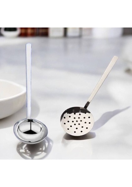 Paslanmaz Çelik Lüx Büyük Kepçe Servis Kevgir Kepçe Delikli Spatula Servis Kepçe 2'li Set 38 cm modelleri
