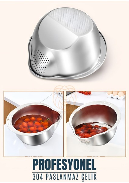 Pirinç Süzgeci Makarna Salata Süzgeci 304 Inox Paslanmaz Çelik 721080