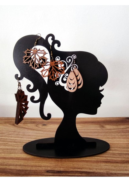 Siyah Ahşap Takı Askısı, Dekoratif ve Şık Aksesuar Standı