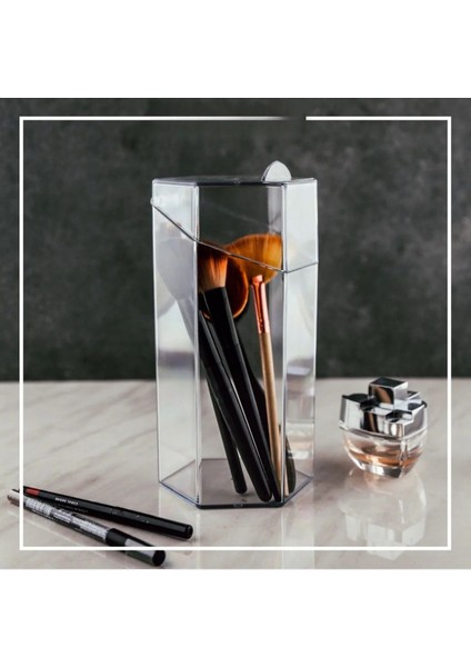 Altıgen Beyaz Fırçalık ve Makyaj Organizeri, Şık ve Pratik Tasarım