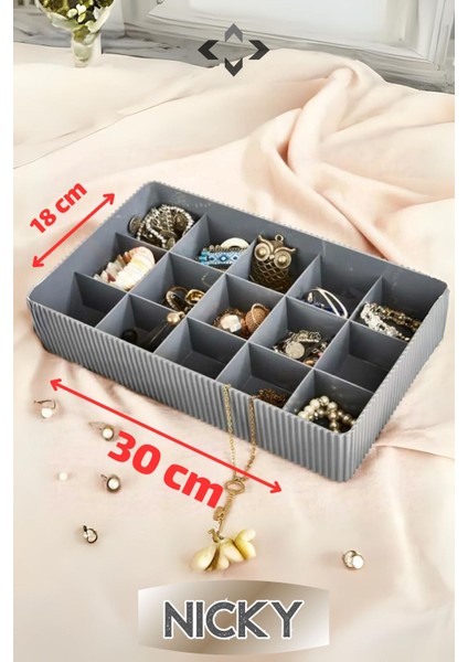 Gri 15 Bölmeli Çekmece Içi Organizer, Çorap ve Takı Düzenleyici fiyatları