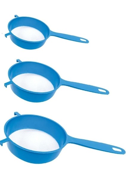 3 Lü Saplı Süt Süzgeci - Un Makarna Pirinç Yıkama Süzgeci