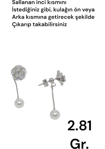 925 Ayar Taşlı Çiçek Figürlü Inci Sallantılı Gümüş Küpe – Zarif ve Işıltılı Tasarım modelleri