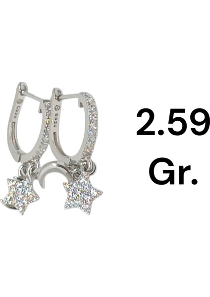 925 Ayar Taşlı Ay Yıldız Sallantılı Gümüş Küpe – Zarif ve Işıltılı Tasarım modelleri