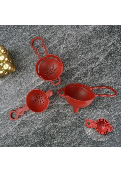 Trio Pastacı Seti Huni Süzgeç Yumurta Süzgeci Bpa Içermez Kırmızı