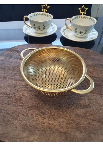 Gold Paçi-16 cm Çift Kulplu Süzgeç Küçük Gold Süzgeç