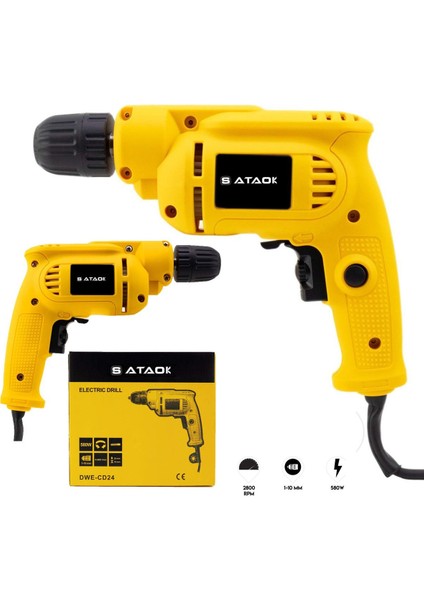 580 Watt 10MM Güçlü Profesyonel Elektrikli Matkap, Dayanıklı ve Kullanışlı