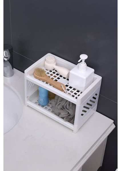 Iki Katlı Çok Amaçlı Düzenleyici Raf Beyaz Mutfak ve Banyo Organizeri fırsatları
