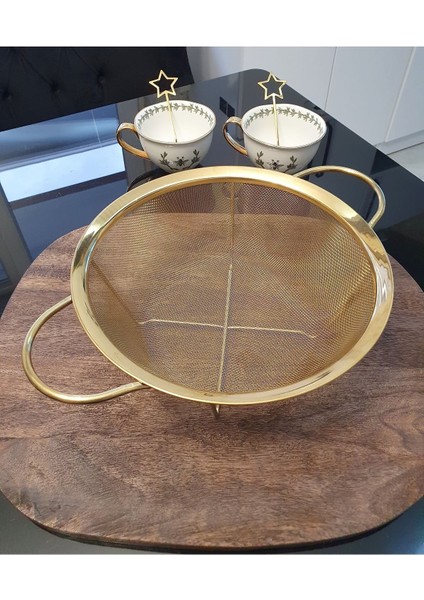 Paslanmaz Çelik Süzgeç 24 cm Gold Renk