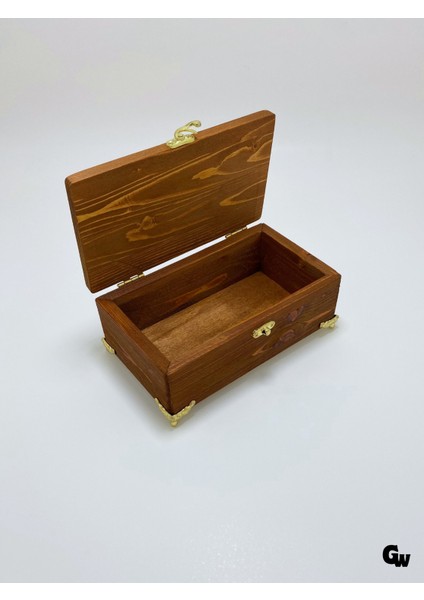 Doğal Ahşap Takı Kutusu Ahşap Saklama Kutusu(Beyaz ÇAM)(CEVİZ)(BOY:20CM EN:12CM Yük:8cm)