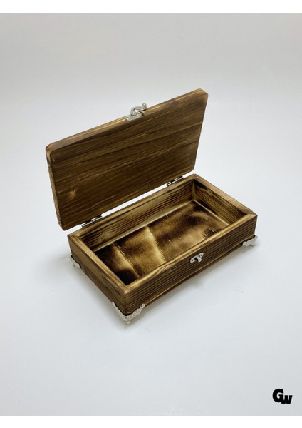 Doğal Ahşap Yakma Takı Kutusu Ahşap Saklama Kutusu(Beyaz ÇAM)(BOY:20CM EN:12CM Yük:6cm)