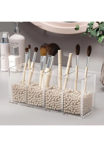 4 Bölmeli Şeffaf Pleksi Organizer, Metal Detaylar ile Şıklık ve Düzen Sağlar modelleri