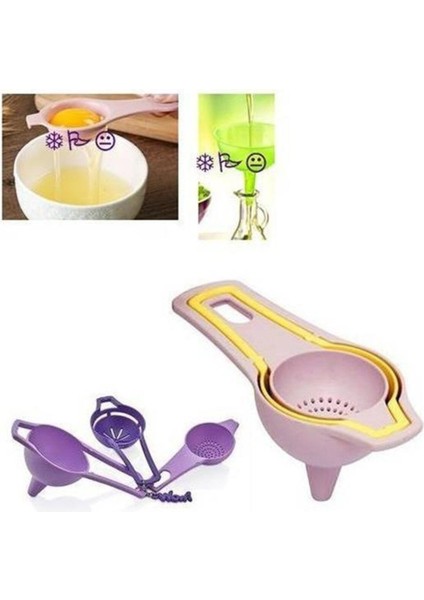 ® Pratik Yumurta Süzgeci Mini Süzgeç Huni Seti Hepsi Bir Arada
