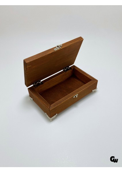 Doğal Ahşap Takı Kutusu Ahşap Saklama Kutusu(Beyaz ÇAM)(CEVİZ)(BOY:20CM EN:12CM Yük:6cm)