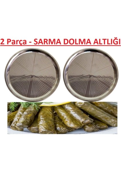 2 Li Sarma Dolma Altlığı , 23-25 cm Ebatlarında 2 Parça , Paslanmaz Krom Süzek