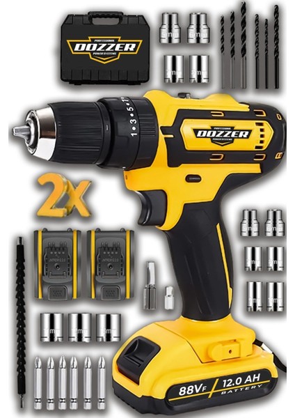 Çift Çelik Şanzımanlı 12AH Akülü Matkap, Darbeli ve Vidalama Özellikli