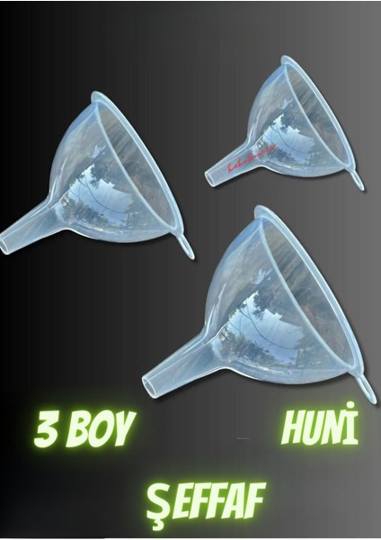 Şeffaf Huni,1 No 2 No 3 No Dan Oluşan Pratik Huni Seti, Şişe Hunisi, Yağı,içecek,su Huni Seti 3 Boy